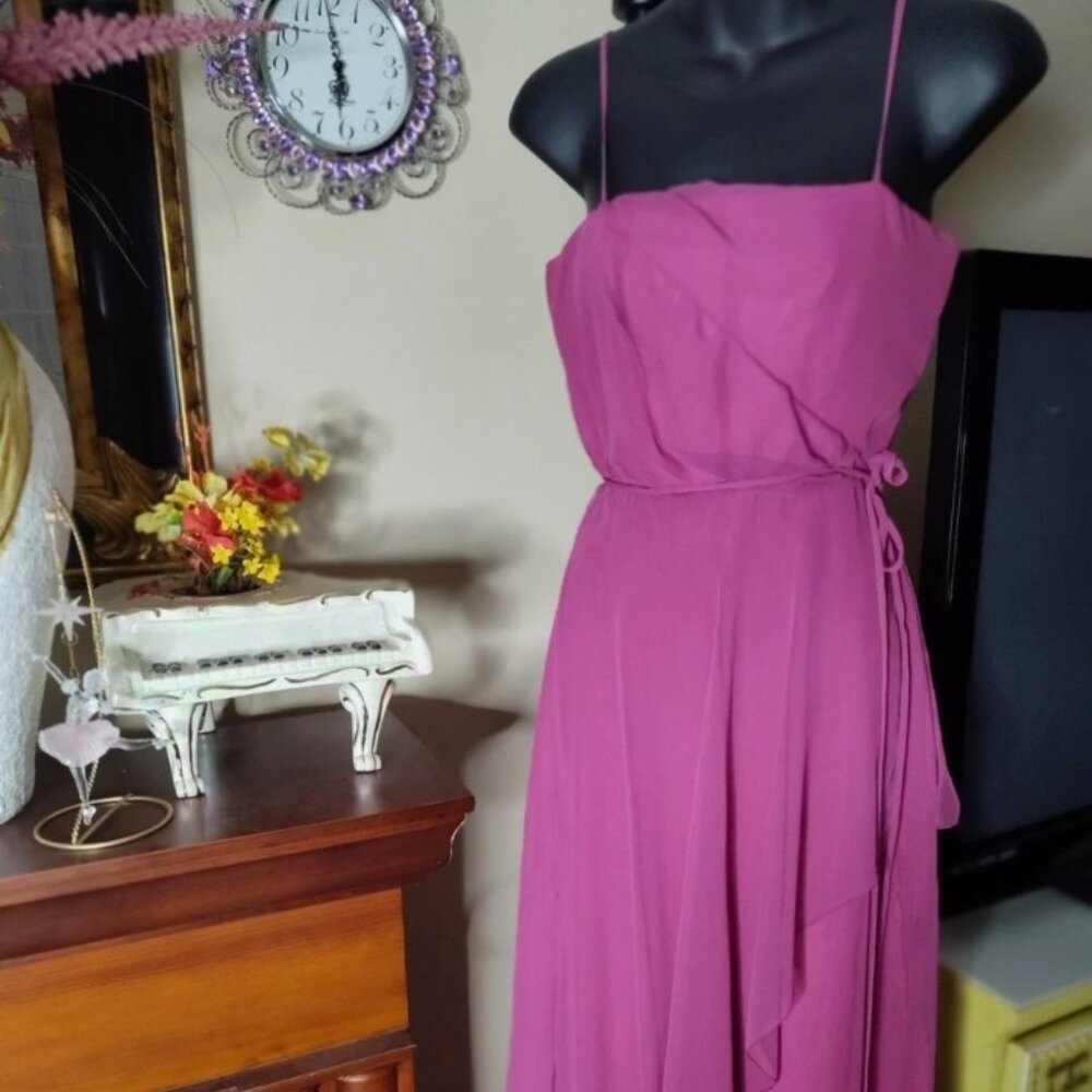 Junior A-Line Chiffon Backless Spaghetti Straps Gown Dress (Waistline - 22)